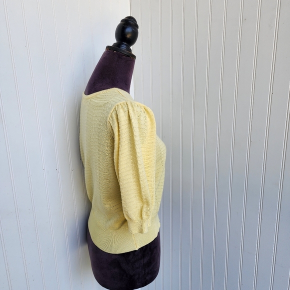 Madison+Hudson Womens Knit Yellow Sweater Puff Sleeve Rayon Petite PM - Picture 6 of 12